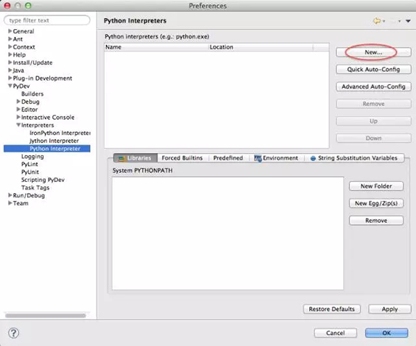 Click the New button